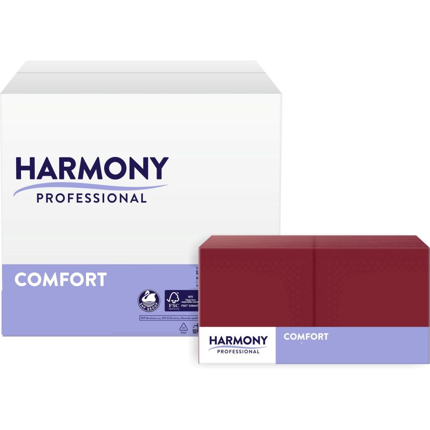 Servietten Harmony 3-lg bordeaux 33x33cm 1/4 Falzung