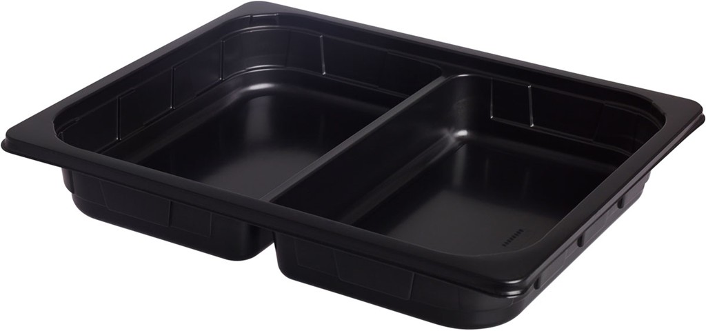 PP-Schale 1/2 GN, 2-Teilung 325 x 265 x 50 mm Schwarz