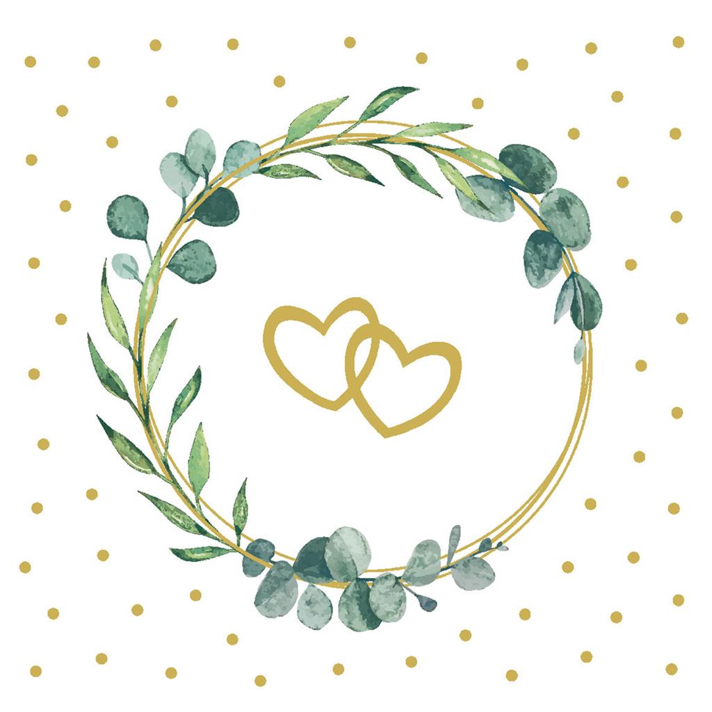 Linclass Serviette Eukalyptus-Herz 40 x 40 cm 1/4 Falz