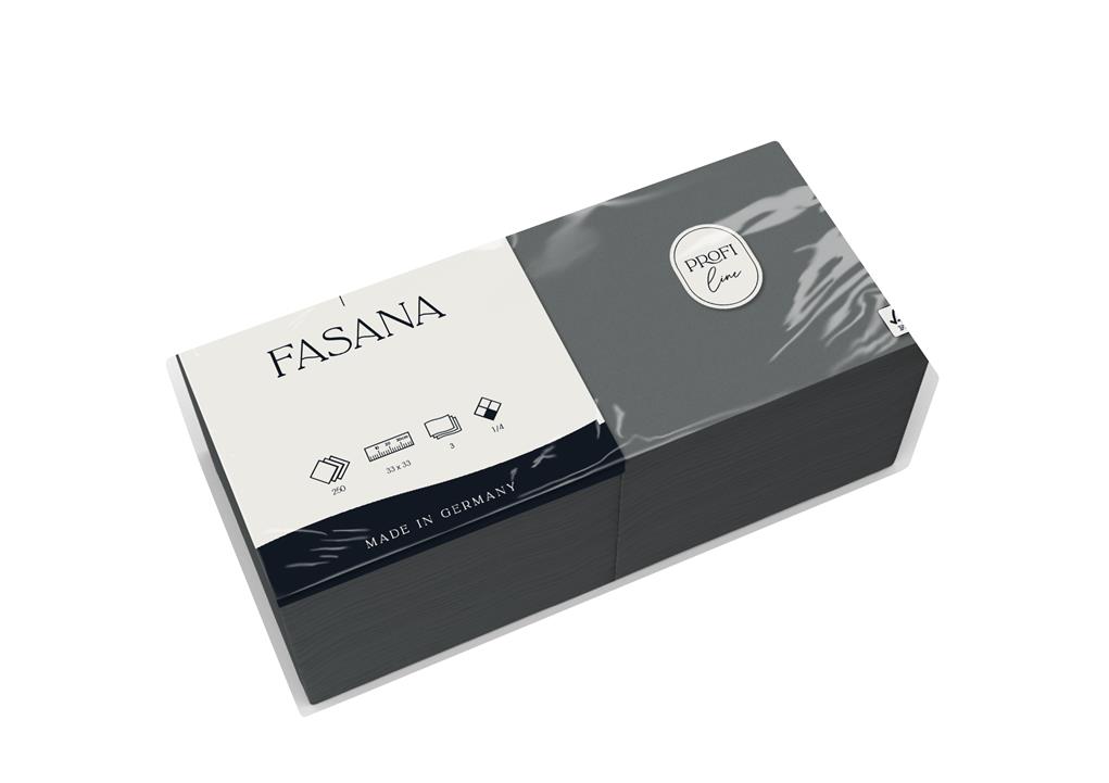 Servietten "Fasana" 3-lg. grau 33x33cm 1/4 Falzung