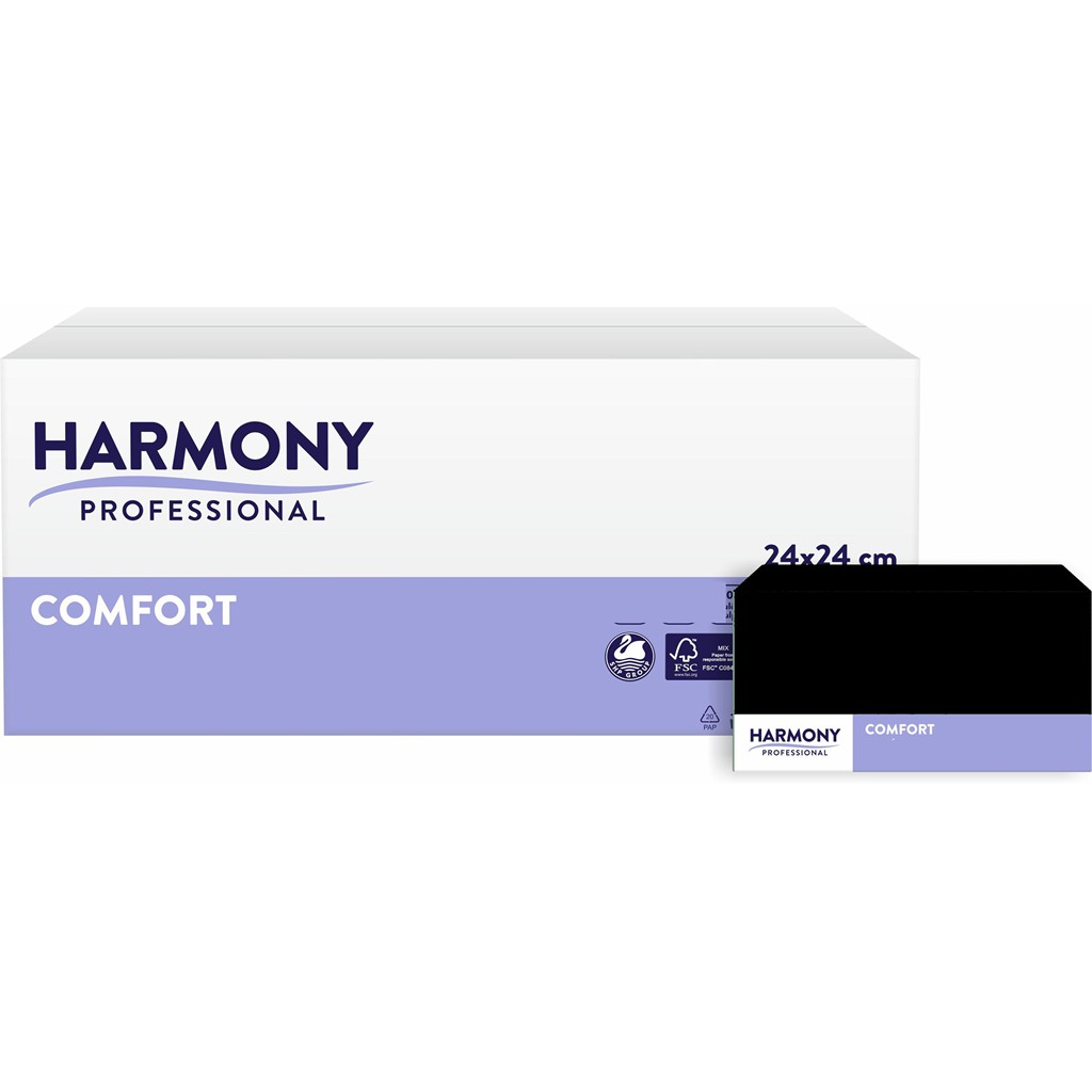 Servietten Harmony 2-lg schwarz 24x24cm 1/4 Falzung