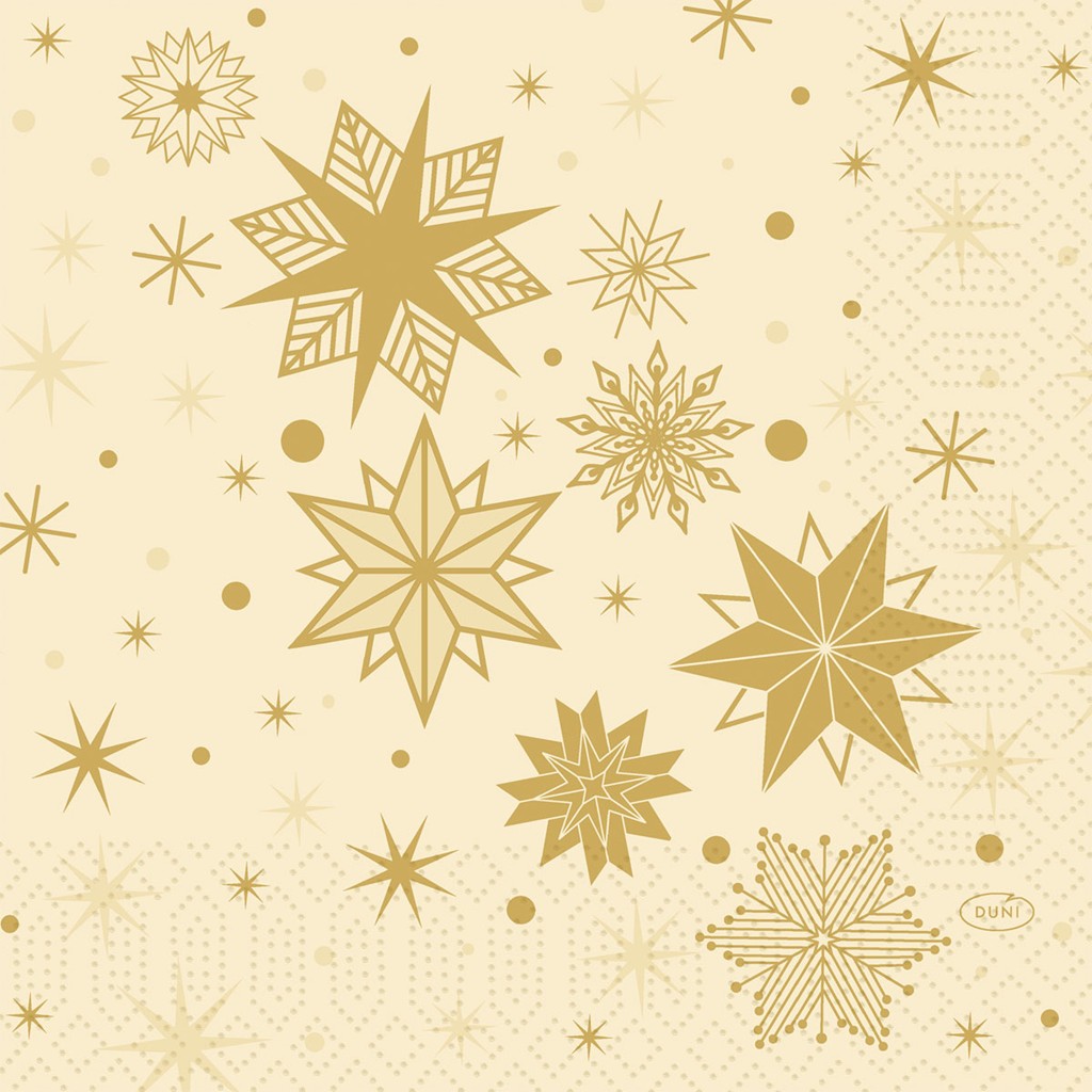 Zelltuchserviette Stargazing Cream 33 x 33 cm, 3-Lagig, 1/4-Falz