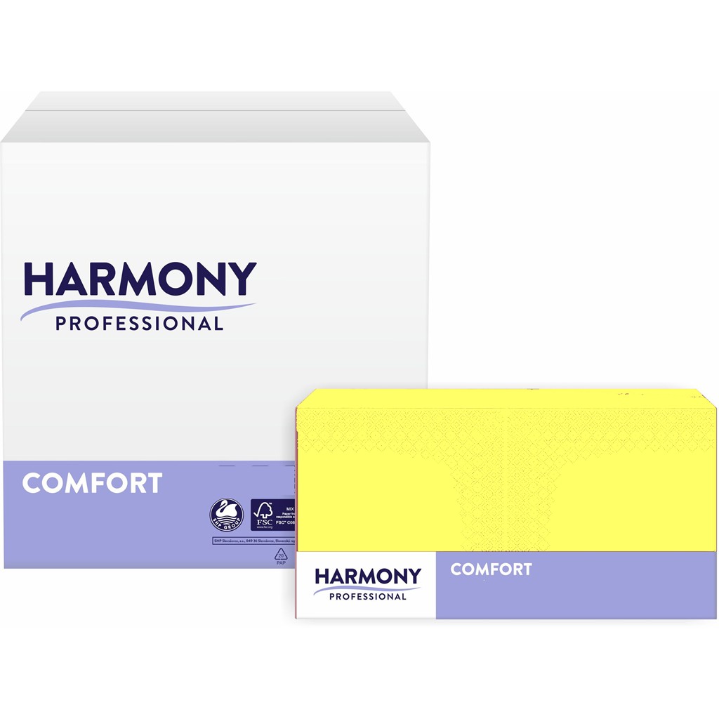 Servietten Harmony 3-lg gelb 40x40cm 1/4 Falzung