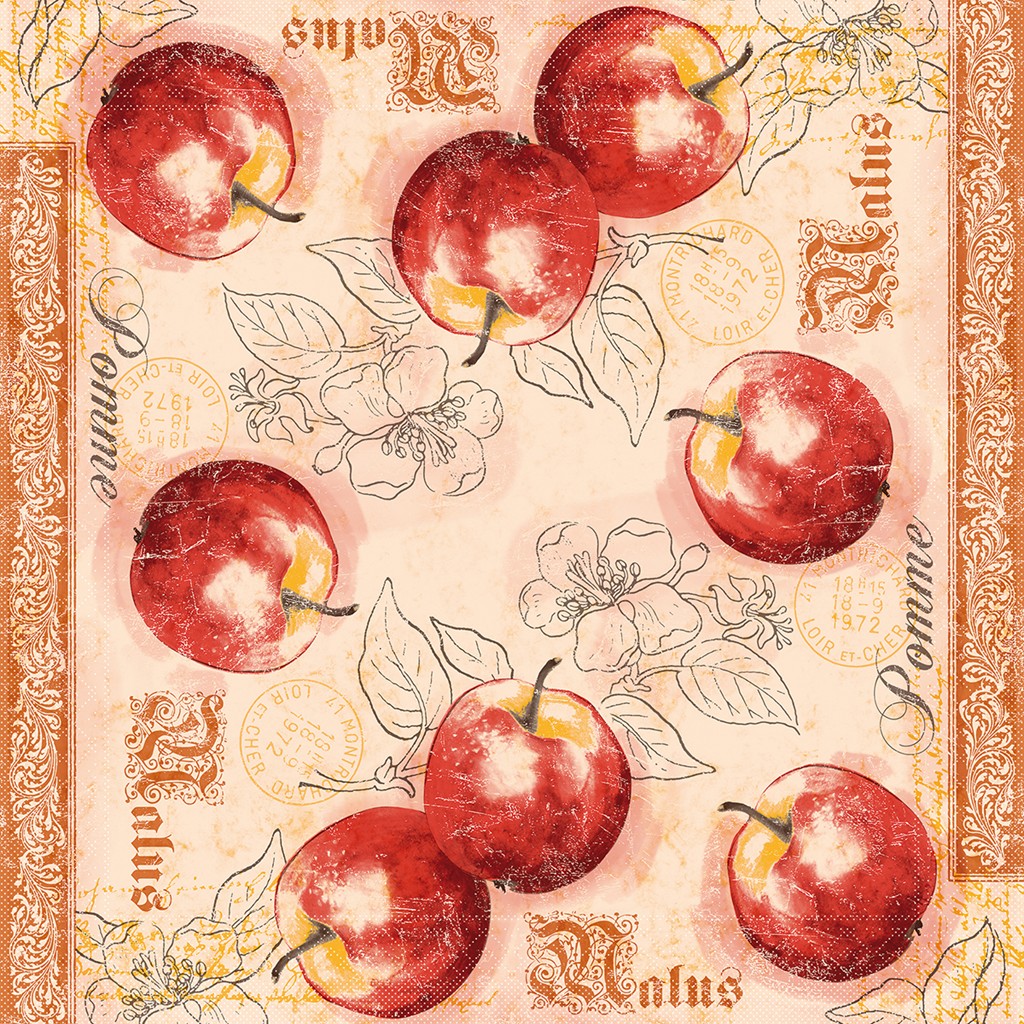 Tissue 3-lg. Serviette Malus 33 x 33 cm 1/4 Falz