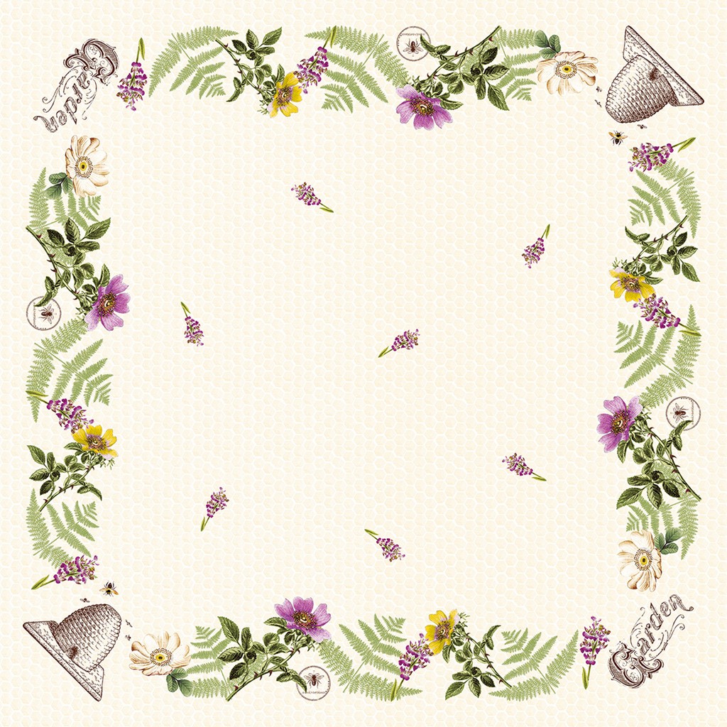 Pearl-Coating Tischdecke  Bee-Keeping 80 x 80 cm 1/8-Falz