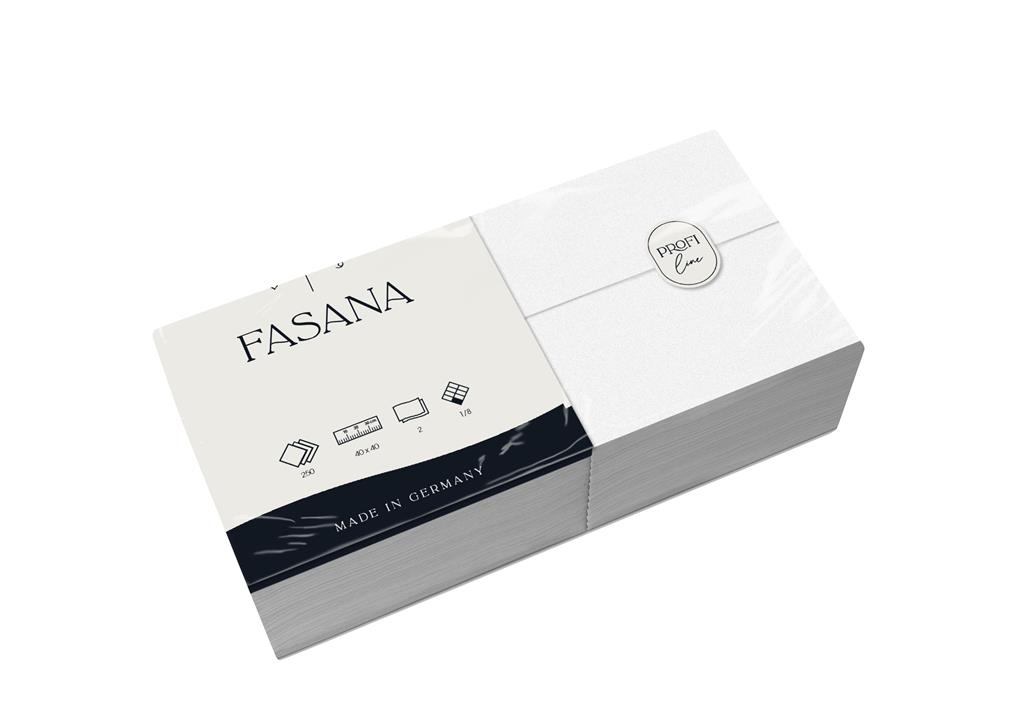 Servietten "Fasana" 2-lg. weiss 40x40cm 1/8 Falzung