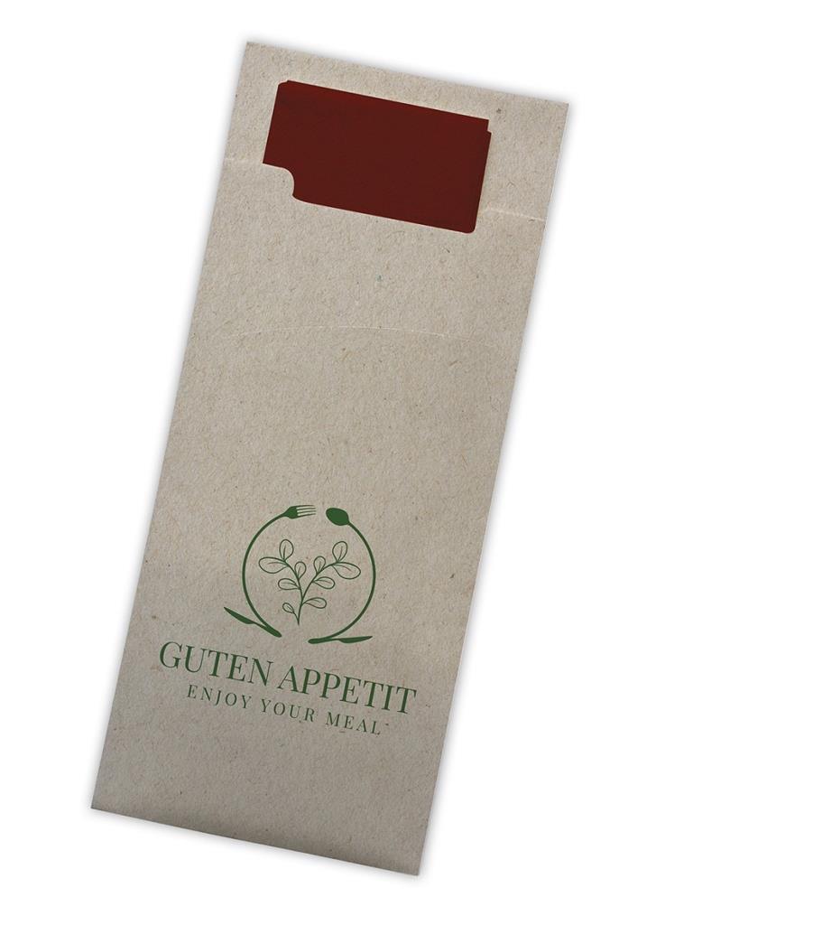 Bestecktasche "Guten Appetit" naturbraun Spenderkarton Bestecktasche "Guten Appetit" naturbraun Spenderkarton
