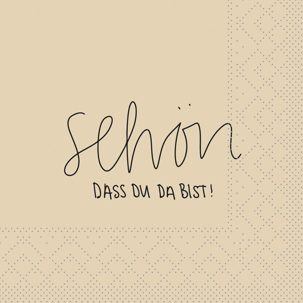 Tissue 3-lg Serviette Schön, dass du da  24 x 24 cm 1/4 Falz, recycling