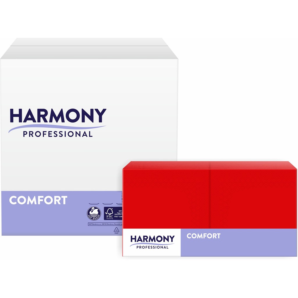 Servietten Harmony 3-lg rot 40x40cm 1/4 Falzung