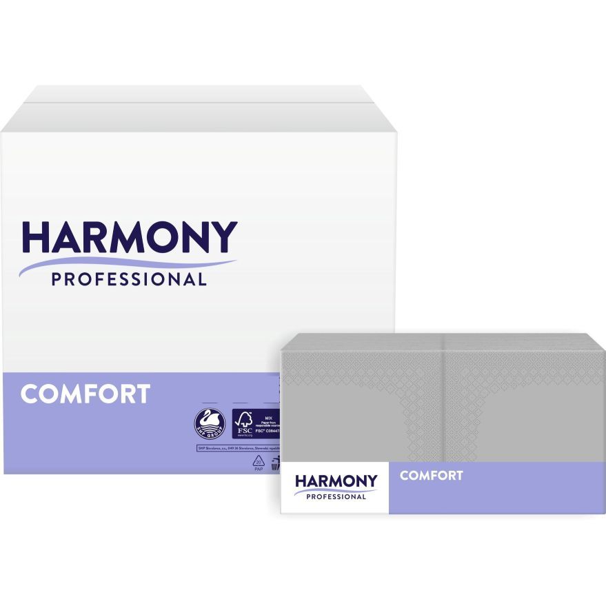Servietten Harmony 3-lg hellgrau 33x33cm 1/4 Falzung