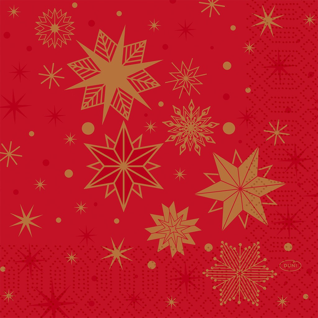Zelltuchserviette Stargazing Red 33 x 33 cm, 3-Lagig, 1/4-Falz