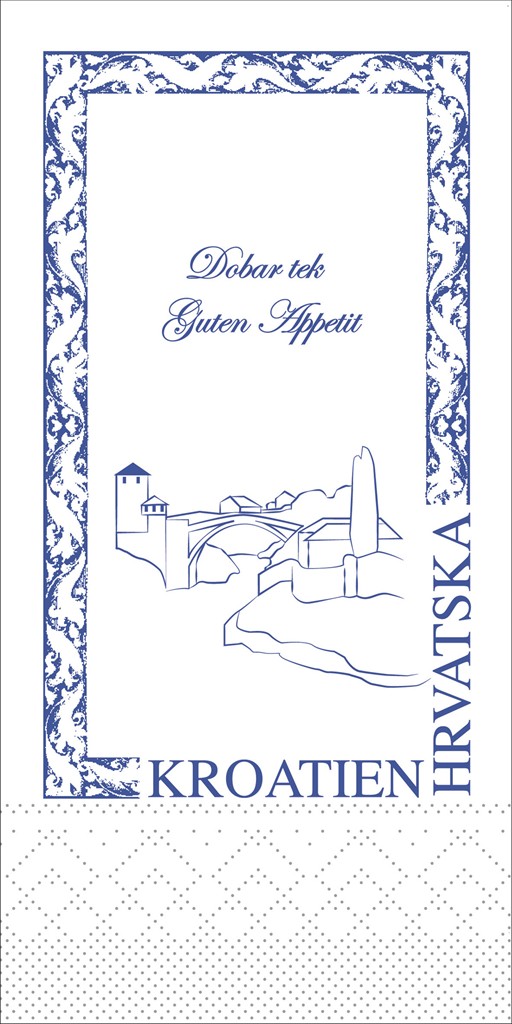 Tissue Serviette Kroatien 40 x 40 cm 1/8 Falz 2-lg.