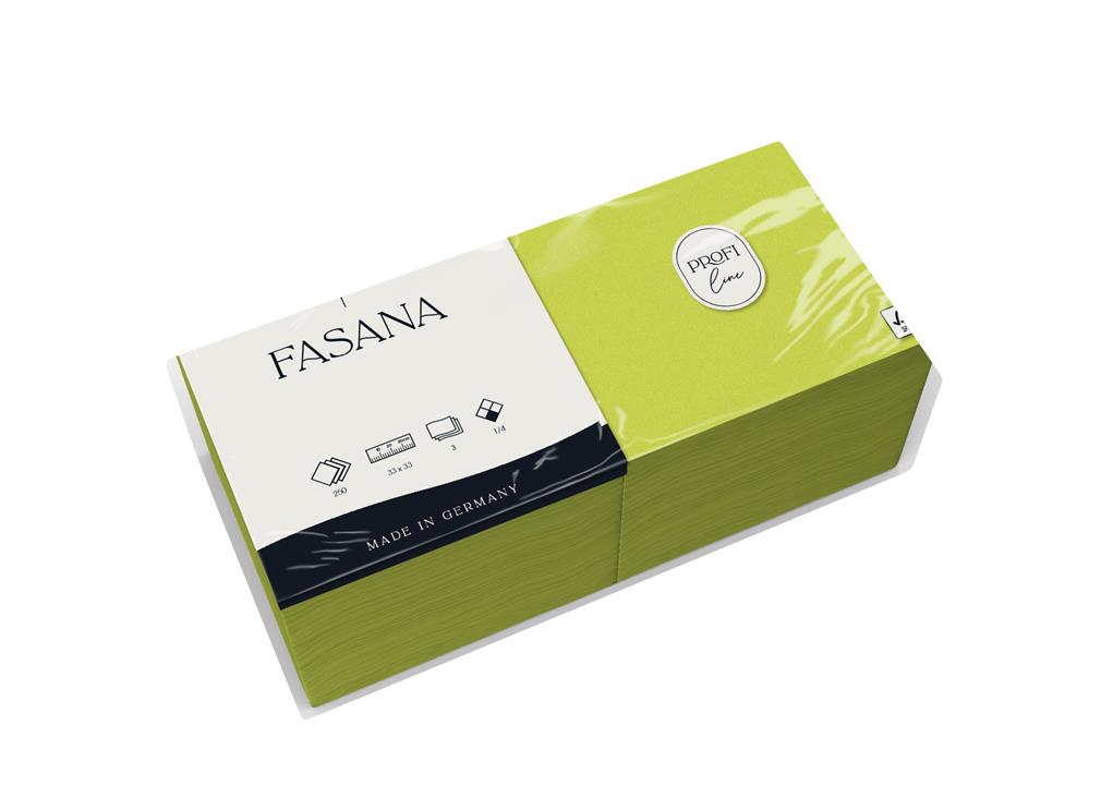 Servietten "Fasana" 3-lg. freshgreen 33x33cm 1/4 Falzung