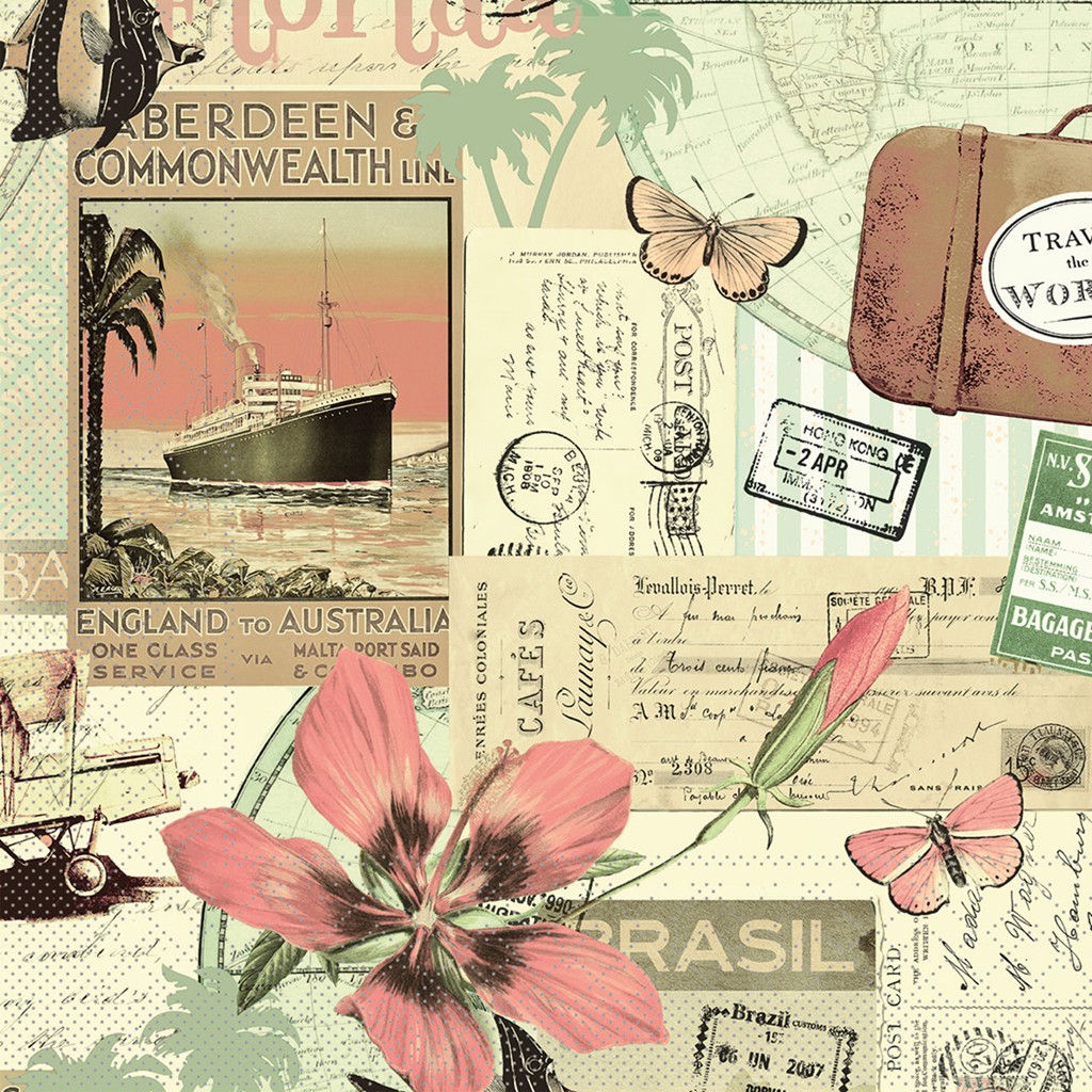 Tissue 3-lg Serviette Travel the world 40 x 40 cm 1/4 Falz