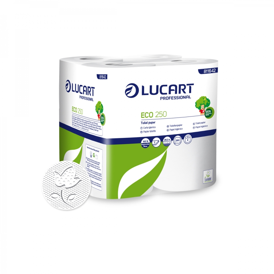 Toilettenpapier "Eco Lucart 250" weiss 2-lg.