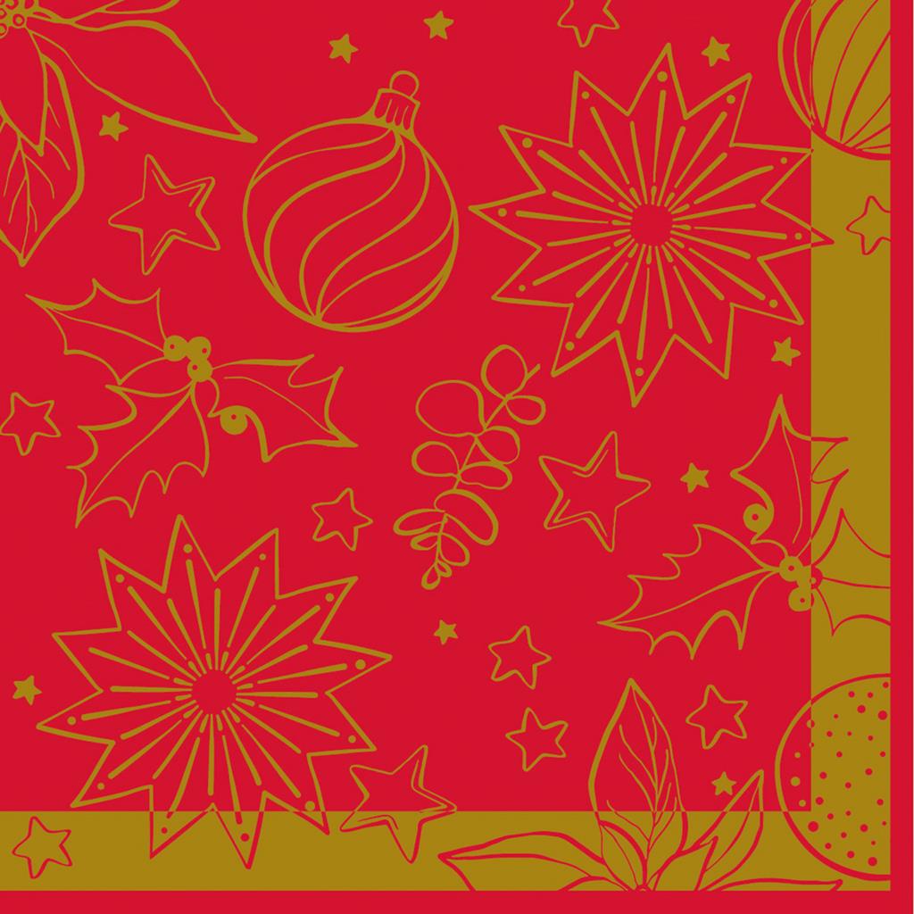 Linclass Serviette  Milan rot 40 x 40 cm 1/4 Falz