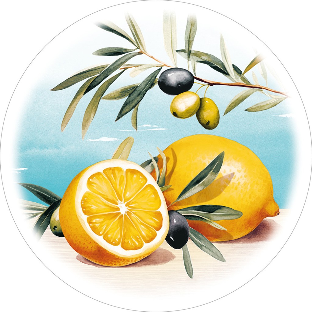 Tissue 9-lg. Deckchen Olives & Lemons 90 mm