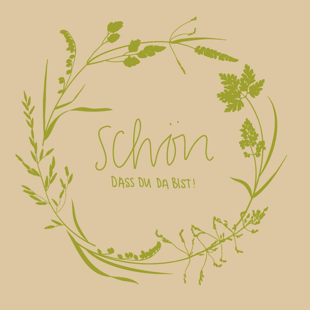 Softpoint Serviette Schön, dass du da bi 24 x 24 cm 1/4 Falz