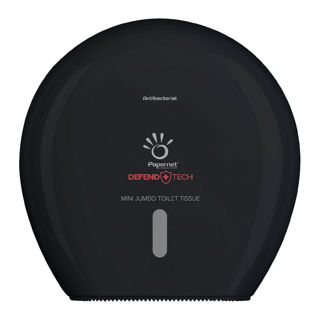 Mini Jumborollen-Toilettenpapierspender Defend Tech Technologie, schwarz