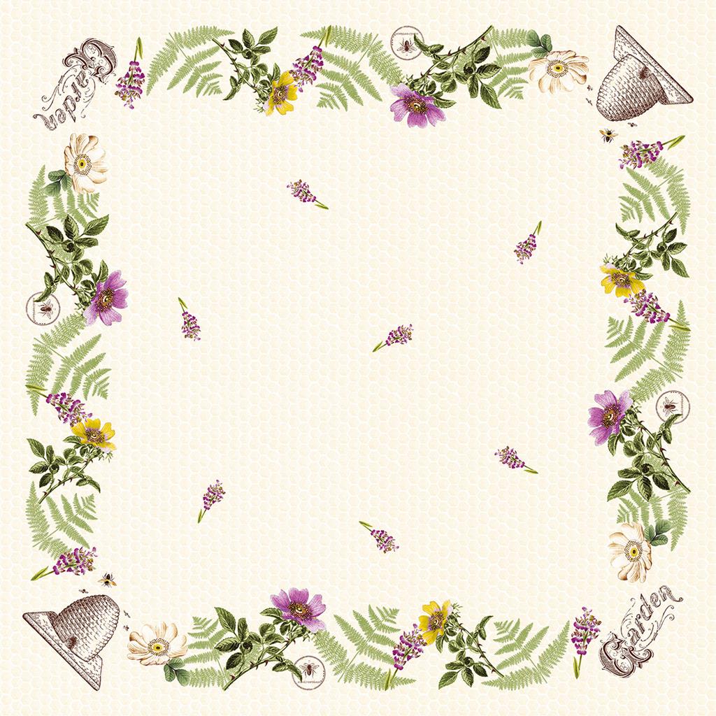 Pearl-Coating Tischdecke  Bee-Keeping 80 x 80 cm 1/8-Falz