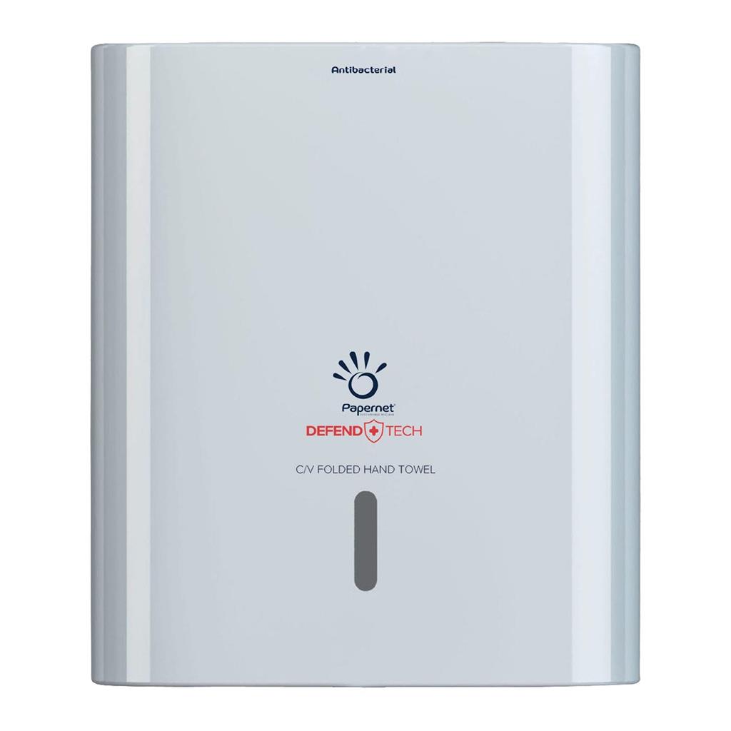 Spender für C/V/Z-Falz Falthandtücher Defend Tech Technologie, weiss