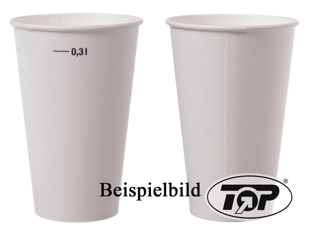 Trinkbecher 0,50 ltr. Pappe Weiß mit Füllstrich