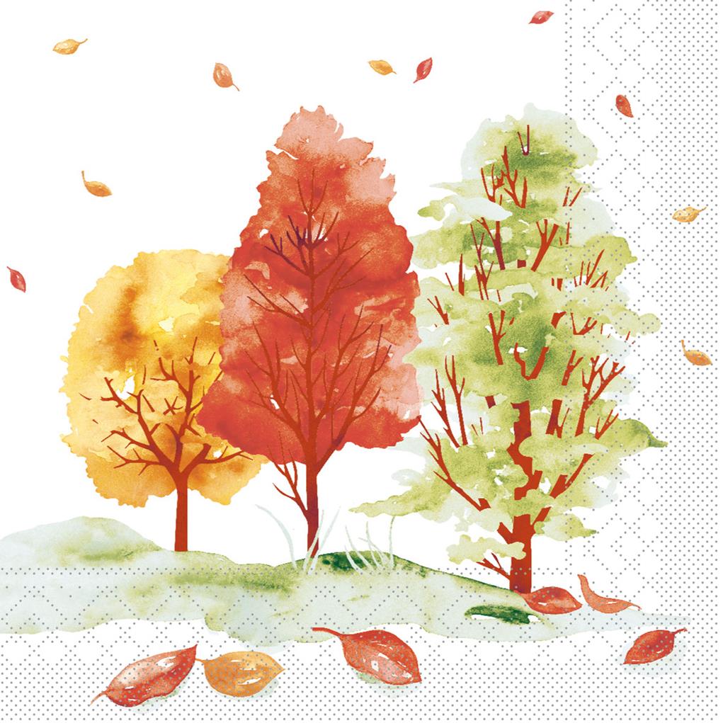 Tissue 3-lagig Serviette Herbstwald 33 x 33 cm 1/4 Falz