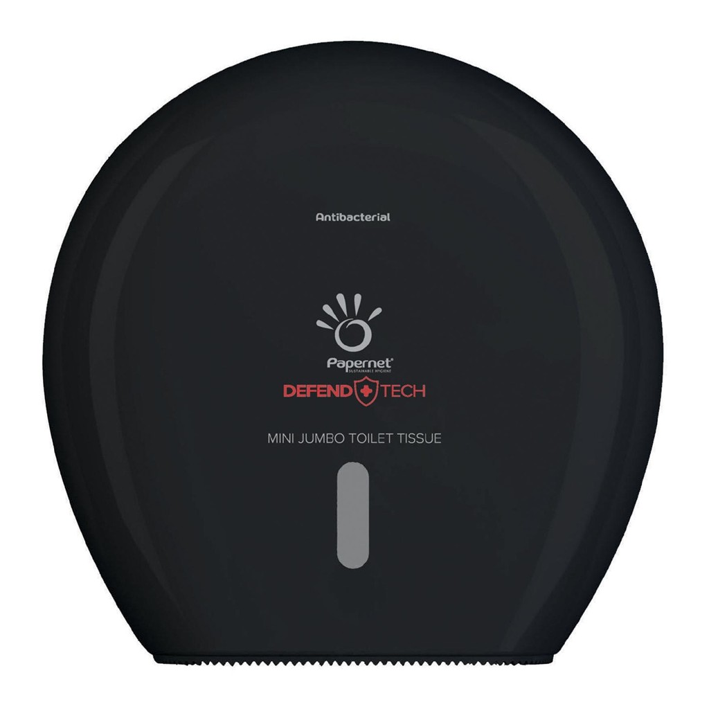 Mini Jumborollen-Toilettenpapierspender Defend Tech Technologie, schwarz