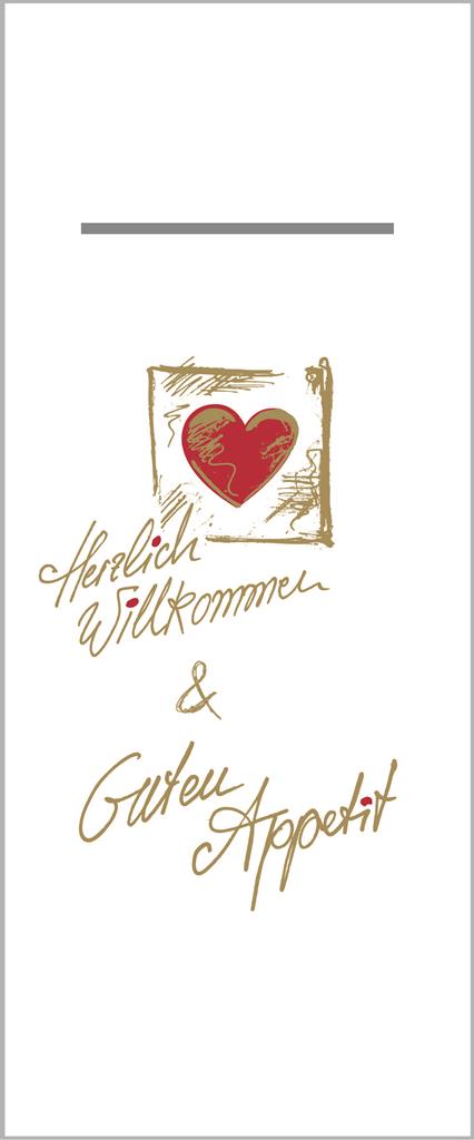 Linclass-Prof. Pocket-Nap. Herzl. Willko 40 x 33 cm 1/8 Falz