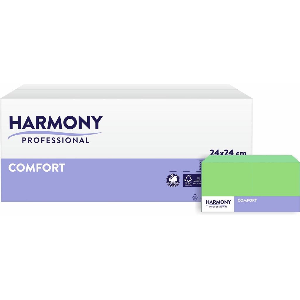 Servietten Harmony 3-lg kiwi 24x24cm 1/4 Falzung