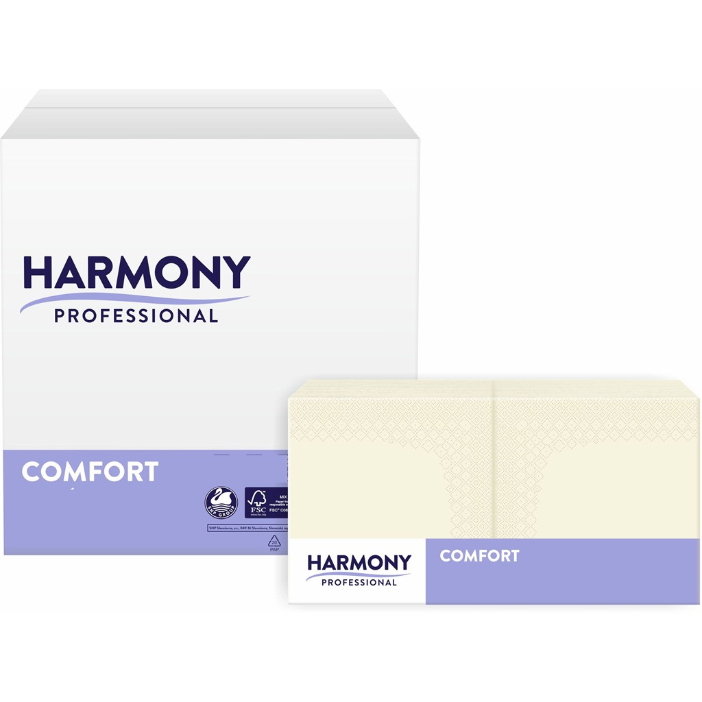 Servietten Harmony 3-lg creme 40x40cm 1/4 Falzung