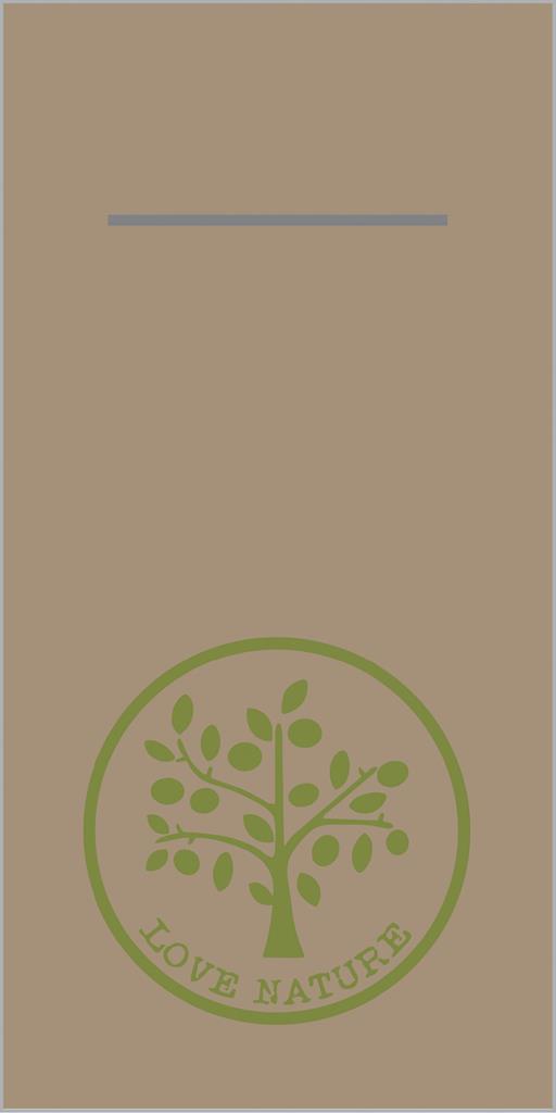 Linclass Pocket-Nap. Love Nature 40 x 40 cm 1/8 Falz, beige grey