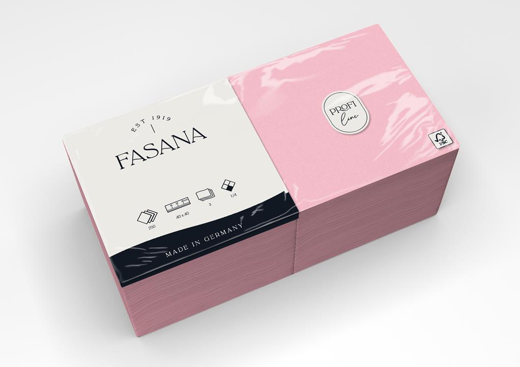 Servietten "Fasana" 3-lg. pink 40x40cm 1/4 Falzung