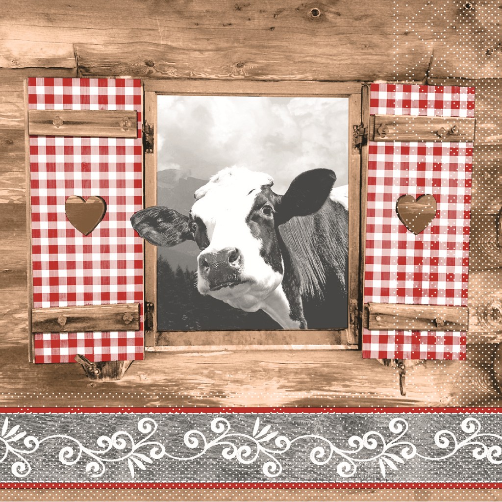 Tissue 3-lg. Serviette Almblick 33 x 33 cm 1/4 Falz