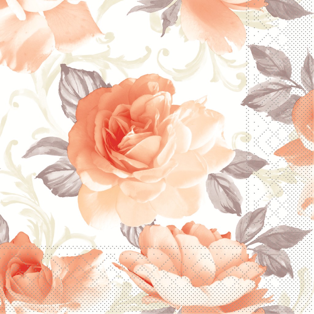 Tissue Serviette Rosalie aprikot 40 x 40 cm 1/4 Falz 3-lg.
