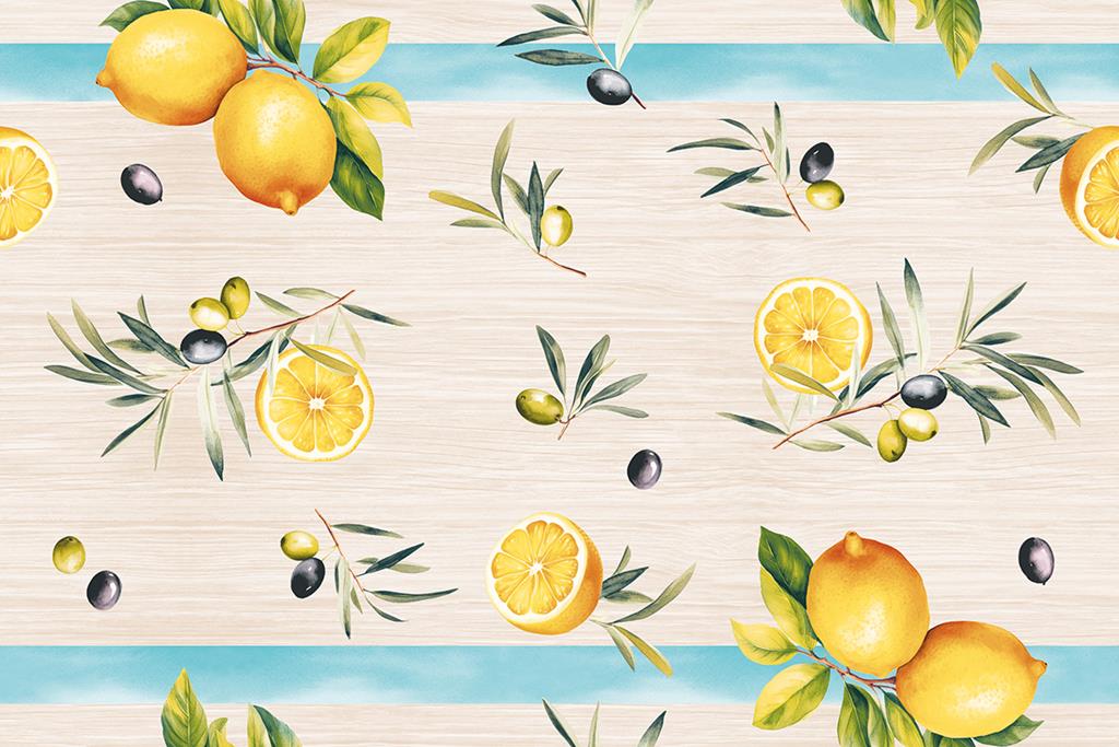 Linclass Tischläufer Olives & Lemons 40 cm x 24 m
