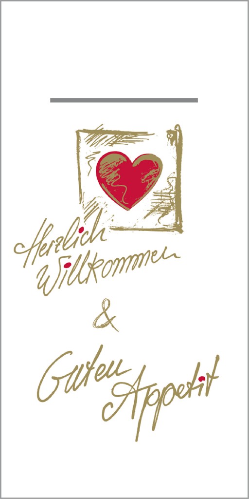 Linclass Pocket-Nap. Herzl. Willkommen & 40 x 40 cm 1/8 Falz