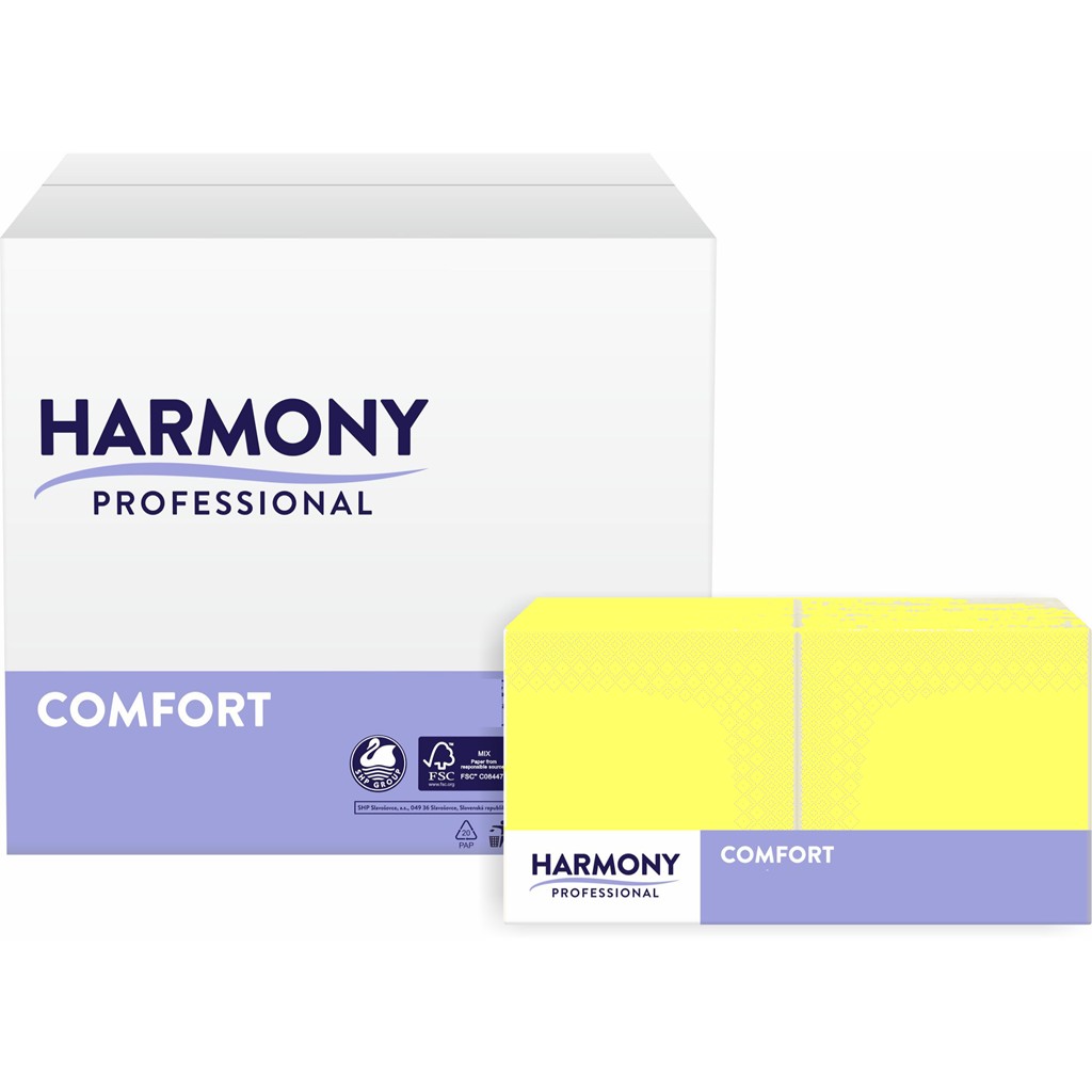 Servietten Harmony 2-lg gelb 33x33cm 1/4 Falzung