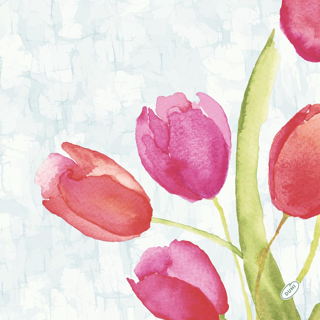 Bio-Dunisoft-Servietten Painted Tulips 40 x 40 cm,  1/4 Falz