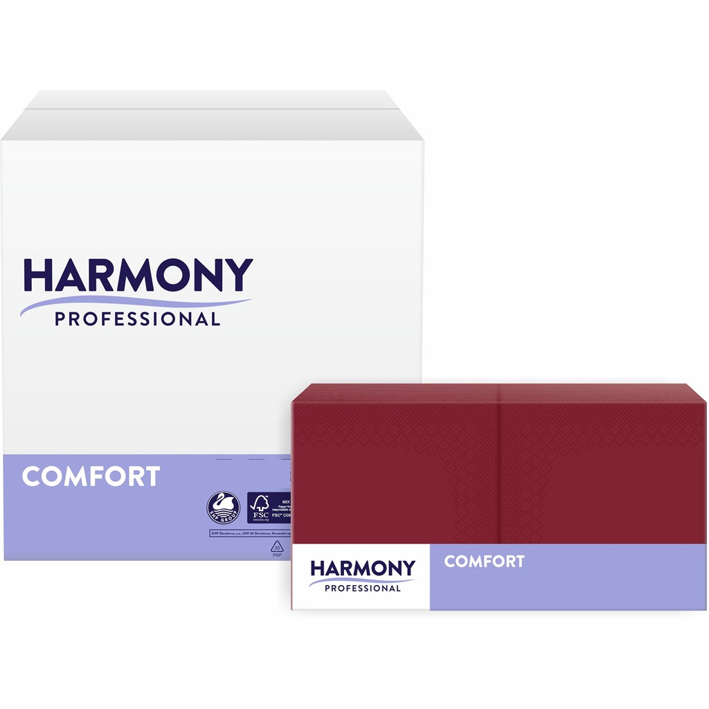 Servietten Harmony 2-lg bordeaux 40x40cm 1/4 Falzung