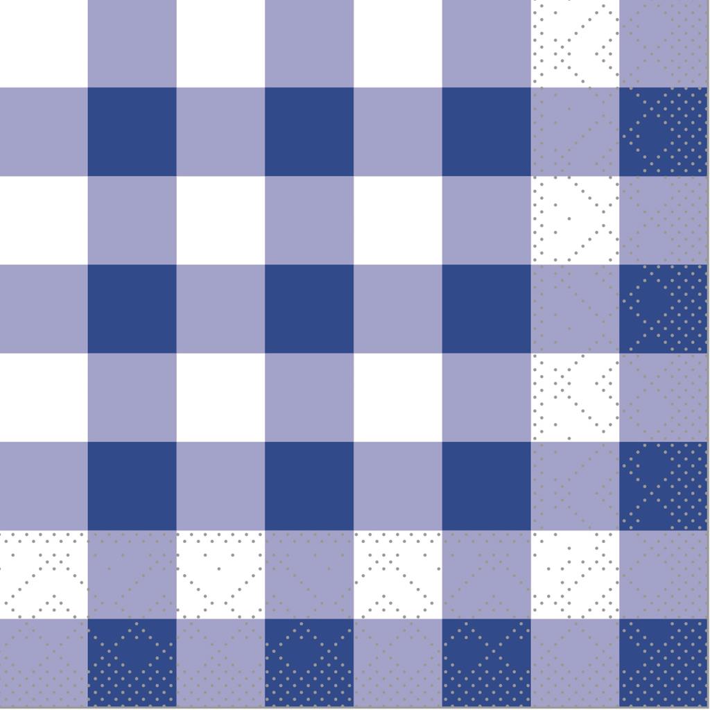 Tissue 3-lg Serviette Karo blau 24 x 24 cm 1/4 Falz