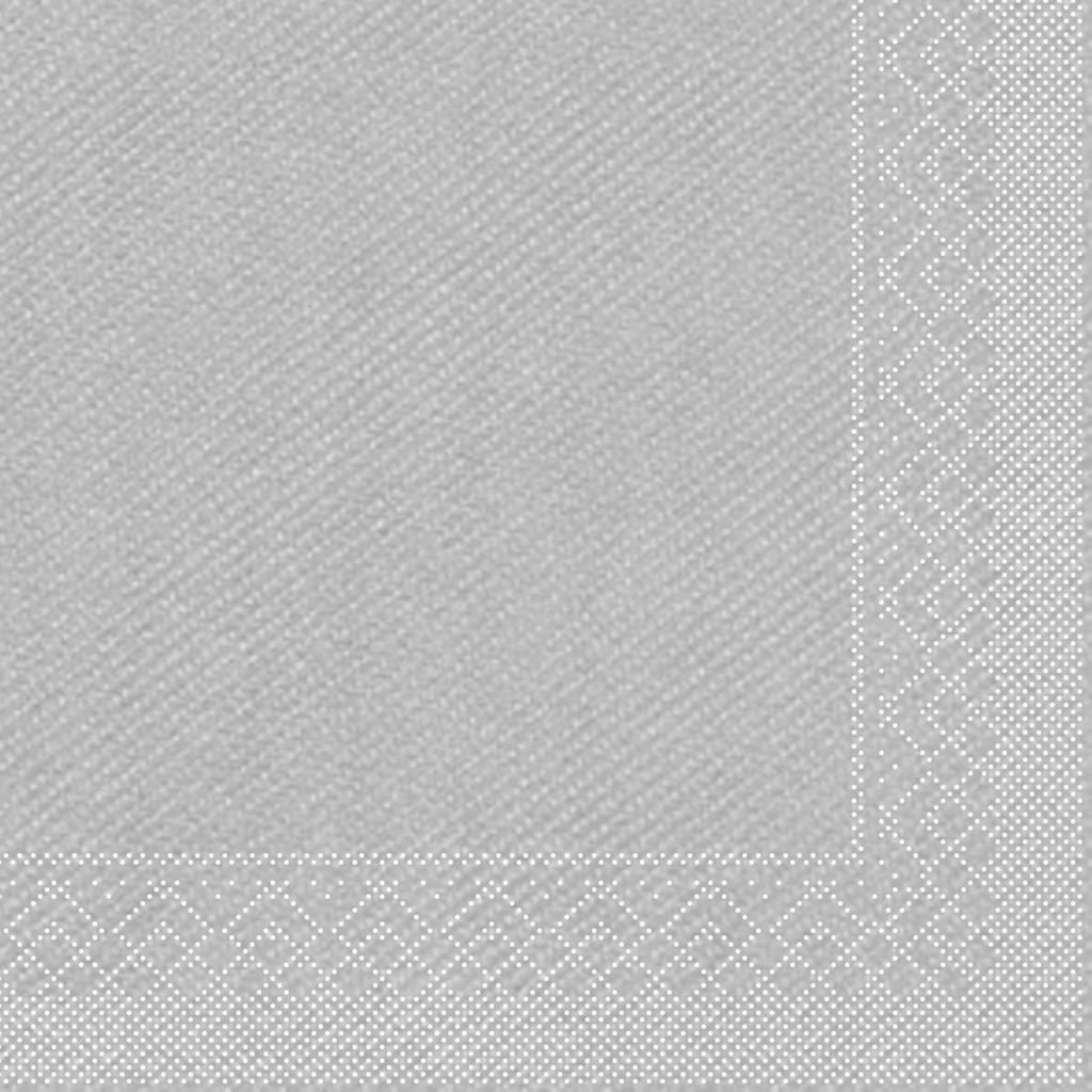 Tissue 3-lg Serviette  Basic silber 40 x 40 cm 1/4 Falz