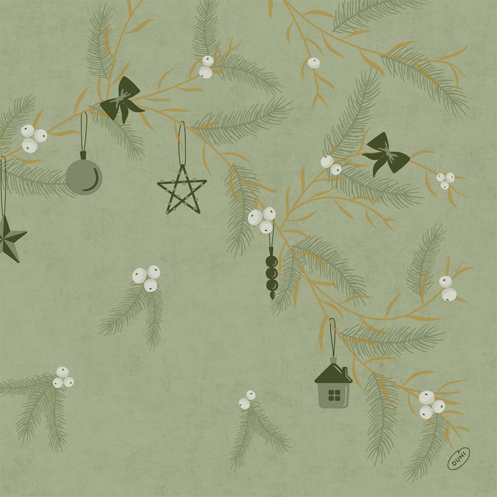 Bio Dunisoft Paisley Noel Pistachio 40x40cm 1/4 Falzung