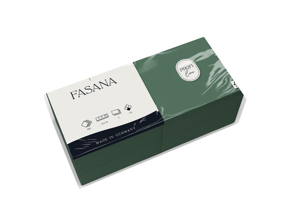 Servietten "Fasana" 3-lg. grün 33x33cm 1/4 Falzung