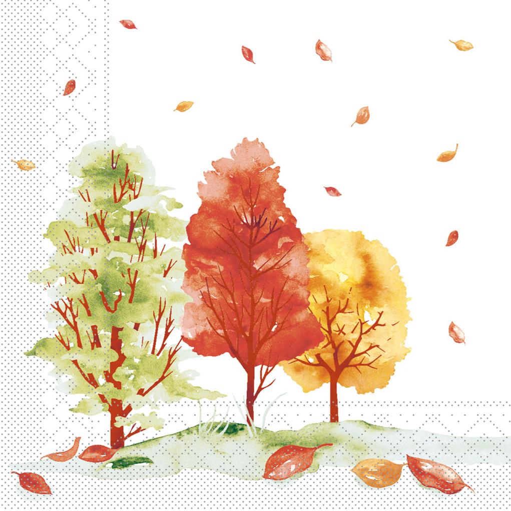 Tissue 3-lagig Serviette Herbstwald 40 x 40 cm 1/4 Falz