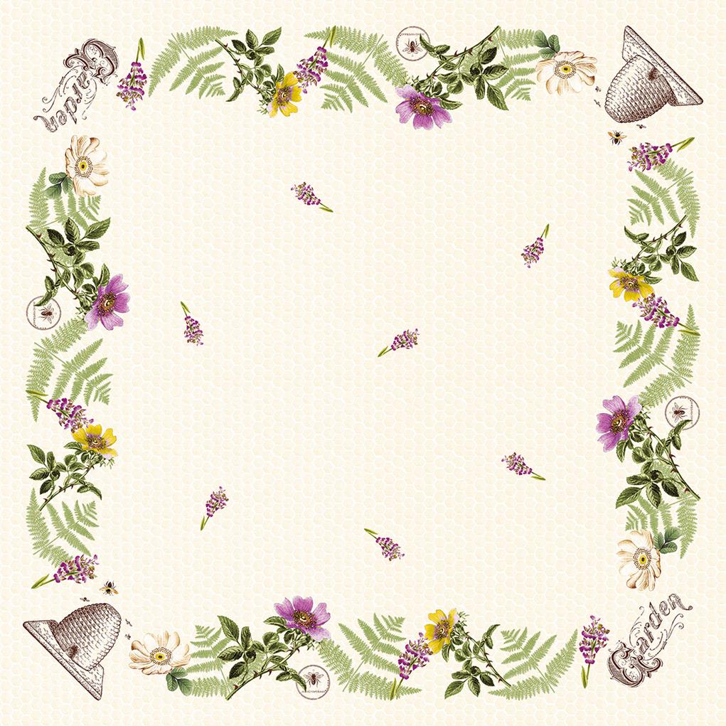 Pearl-Coating Tischdecke  Bee-Keeping 80 x 80 cm 1/8-Falz