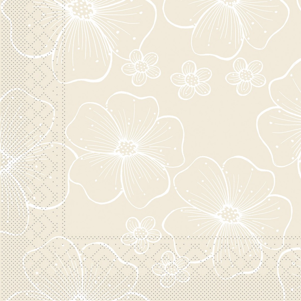 Tissue 3-lagig  Serviette  Nicole beige 33 x 33 cm 1/4 Falz