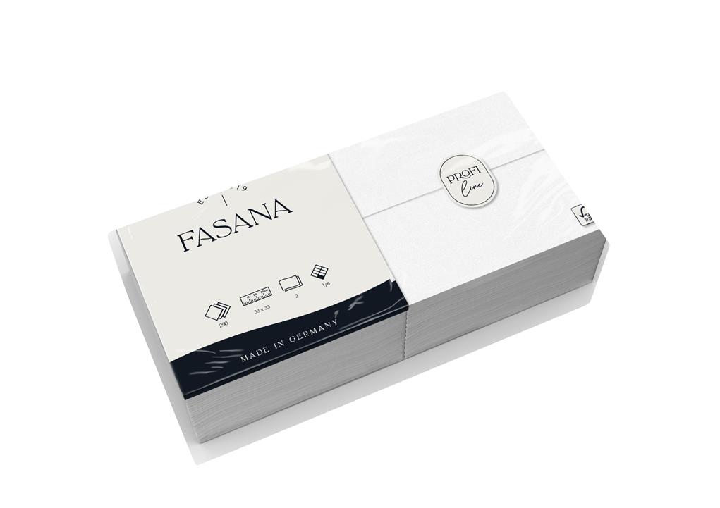 Servietten "Fasana" 2-lg. weiss 33x33cm 1/8 Falzung
