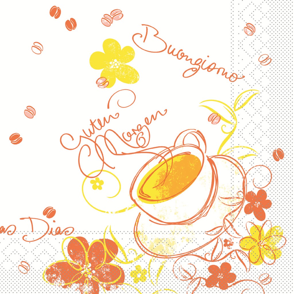 Tissue Serviette Sunny 24 x 24 cm 1/4 Falz 3-lg.