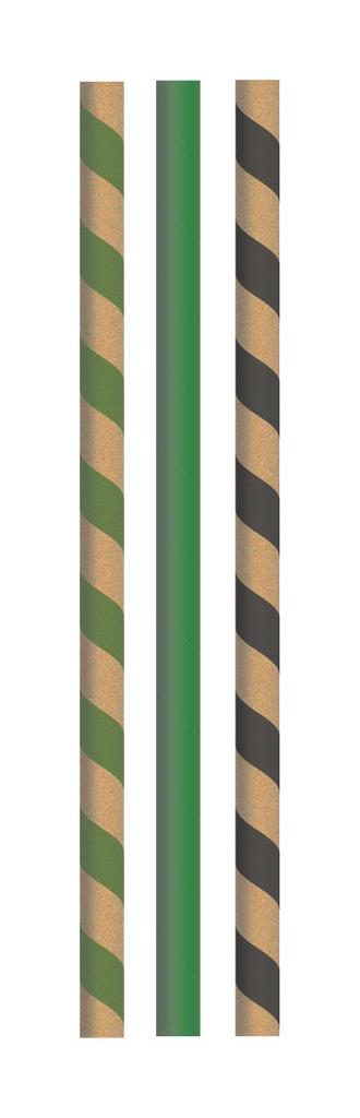 Papier Papiertrinkhalm Eco Streifen Mix Ø 8 mm / 230 mm 20x150